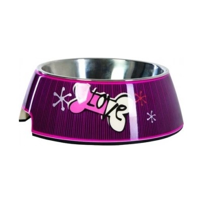 Rogz Pink Bone small - Метална купа за храна и вода за кучета, 160 мл. - розова