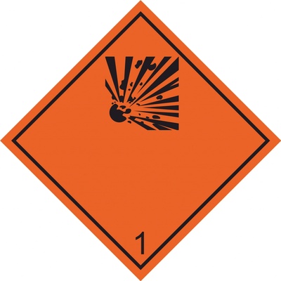 Výbušné látky a predmety samolepka - 150x150 mm, Pastová tabuľka 0,5 mm