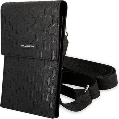 Pouzdro Karl Lagerfeld Saffiano Monogram Wallet Phone Bag černé