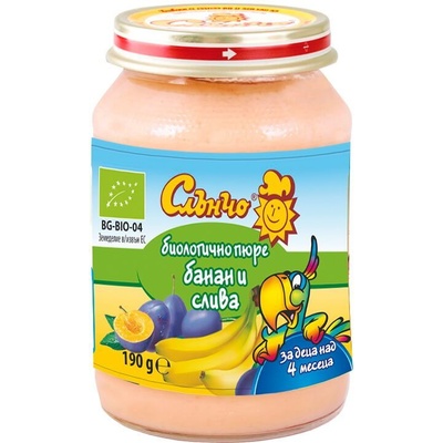 Слънчо био пюре от банан и слива - 190 г