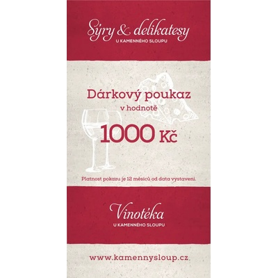 Obchod Kamenný sloup dárkový poukaz 1000 Kč
