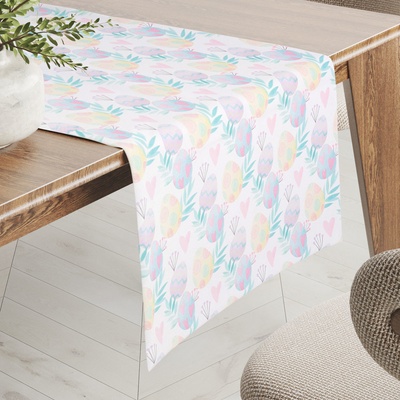 Biante Veľkonočný teflónový behúň TF-073 Pastelové kraslice na bielom 20x120 cm
