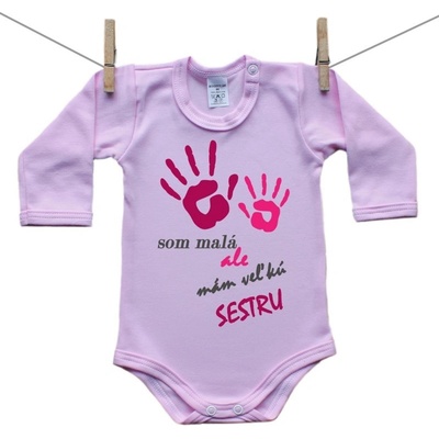 Boodyy Ružové Body s dlhým rukávom Som malá ale mám veľkú sestru