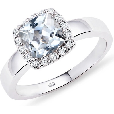 Klenota Zásnubný prsteň s akvamarínom a diamantmi k0177012