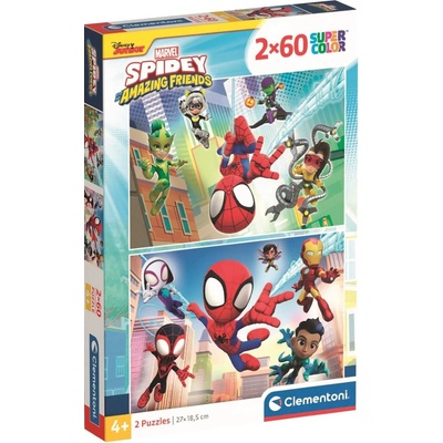 Clementoni Детски пъзел Clementoni от 2 x 60 части - Спайди и невероятните му приятели (21625)