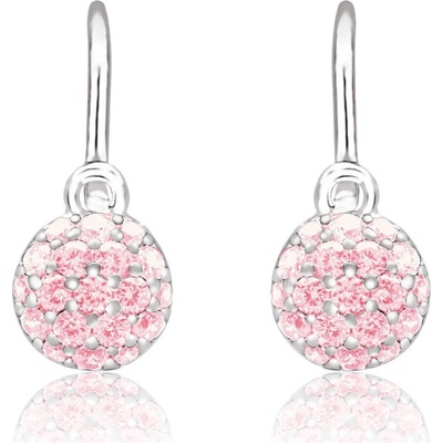 Duppi detské náušnice okrúhle DU 70414 z bieleho zlata s kamienkami ružovými zapínanie brizúra