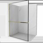 Mexen Kioto+ L душ стена с рафт Walk-in 70 x 200 см, черна рамка, златист - 800-070-123-50-70 (800-070-123-50-70)