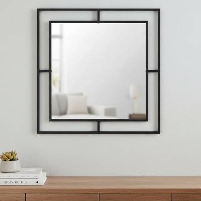 TopMebel Ъглов алуминиев стенен огледало в черен цвят 58, 6x2x58, 6см