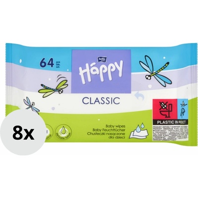 BELLA Happy Classic vlhčené obrúsky 8 x 64 ks