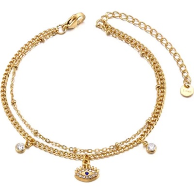 Victoria Filippi Stainless Steel Dvojitý náramek Sophia Gold - Evil Eye, chirurgická ocel NR2339-B25180 Zlatá 17 cm + 5 cm