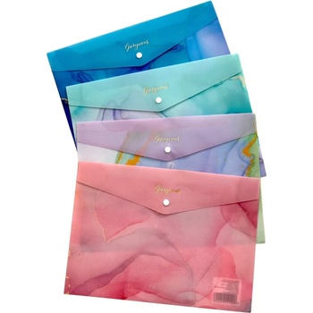 Pvc Папка с копче 200 микрона А4+ цветен мраморен печат jl-d0003