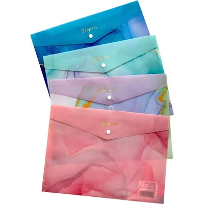 Pvc Папка с копче 200 микрона А4+ цветен мраморен печат jl-d0003