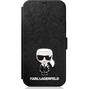 KARL LAGERFELD Защитен калъф Karl Lagerfeld Saffiano Iconic Book за Apple iPhone 12 mini, Black (KXG0016616)