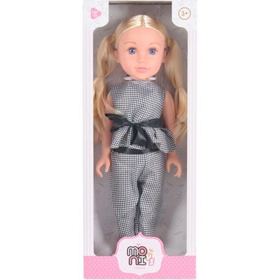 Moni Кукла Moni Toys - Darling Doll, със сив кариран тоалет, 46 cm (111829)