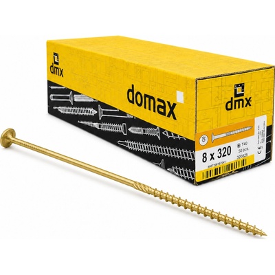 Konštrukčný vrut do dreva 8 × 320 mm, tanierová hlava TX40 – Domax CT