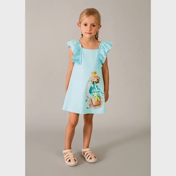 Mayoral Рокля волани в светлосин цвят за мини момиче Mayoral