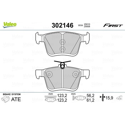 Sada brzdových destiček, kotoučová brzda VALEO 302146
