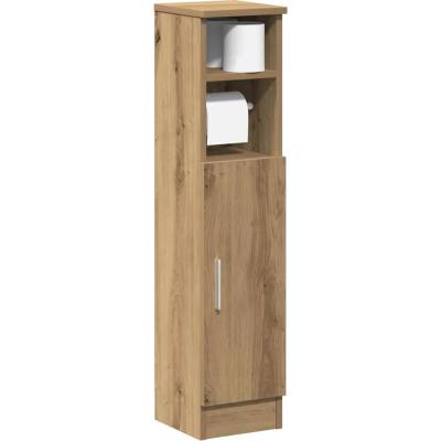 vidaXL Шкаф за баня с поставка за ролкови дрехи, дъбов, 20, 5x22x90 см (858505)