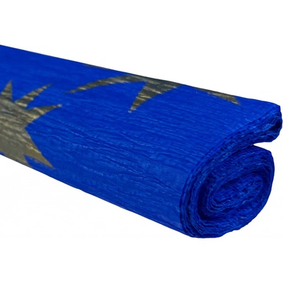 Krepový papír - Zlaté hvězdy na modrém 0,5x2m C21D62 28 g/m2 – Hledejceny.cz