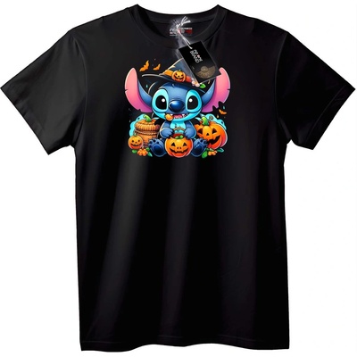 NOONEBRAND Тениска Stitch Тиква за Halloween - 2XL, Black