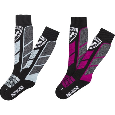 Rossignol detské lyžiarske ponožky JR THERMOTECH 2P X3 čierna ružová