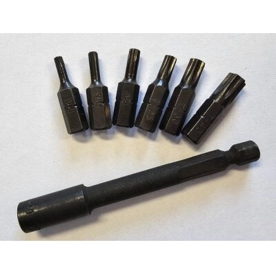 Sada bitů TORX TX 10,15,20,25,30,40 7 dílná s mechanickým nástavcem 46 1/4" B č.3 výprodej