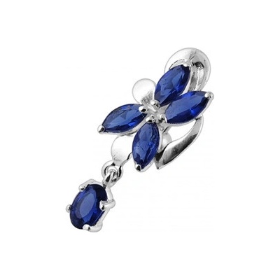 Šperky4U stříbrný piercing do pupíku tmavě modré zirkony BP01281-B