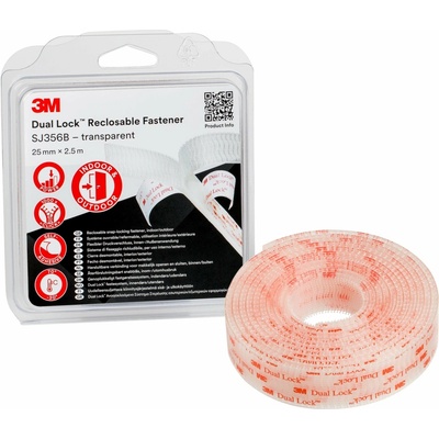 3M rozoberateľný spojovací systém Dual Lock SJ3560, transparentný, 25 mm x 45,7 m
