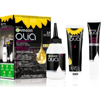 Garnier Olia Big Kit перманентната боя за коса цвят 2.0 Black Diamond