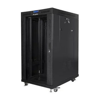 Image 1 of Lanberg Комуникационен шкаф, Lanberg rack cabinet 19" free-standing 22U/800x1000 (flat pack) with mesh door lcd black v2 (FF01-8022-12BL)