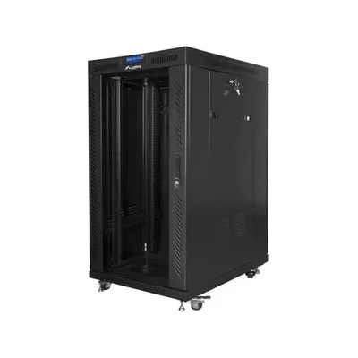 Lanberg Комуникационен шкаф, Lanberg rack cabinet 19" free-standing 22U/800x1000 (flat pack) with mesh door lcd black v2 (FF01-8022-12BL)
