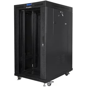 Lanberg Комуникационен шкаф, Lanberg rack cabinet 19" free-standing 22U/800x1000 (flat pack) with mesh door lcd black v2 (FF01-8022-12BL)