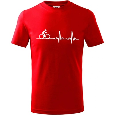 Cyklo ekg bicykel tričko detské červená