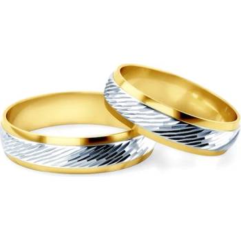 Image 1 of SAVICKI Сватбени халки: двуцветно злато, скосени. 5 мм