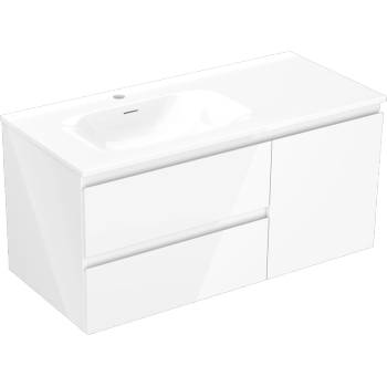 Mexen Orio шкаф за баня 100 см с мивка Vela лява, 2S, 1D, бял гланц - 91A13-10047-3-BBFFF00-W23L00 (91A13-10047-3-BBFFF00-W23L00)