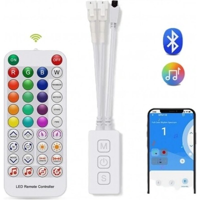 Bluetooth hudební ovladač digitálních RGB LED pásků SP611E, WS2811,2812B, 600 pixelů