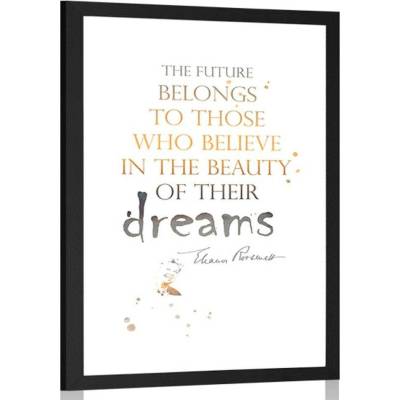 Plakát s paspartou motivační citát - Eleanor Roosevelt - 40x60 silver