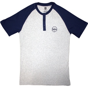 The Beatles Mini Drum Logo (3 Button Collar) Raglan Grey & Navy Blue L Риза (BEATRL637MGN03)