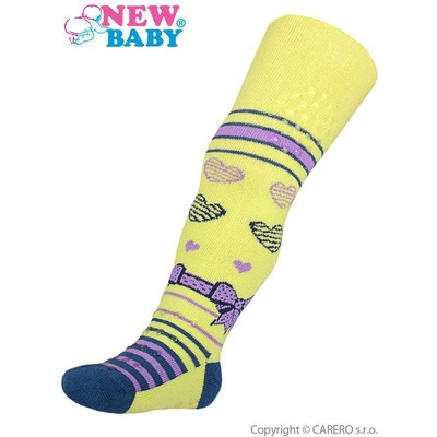 New Baby Bavlnené pančucháčky s protišmykom Žlté s mašličkou