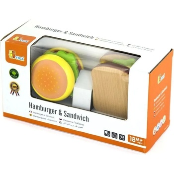 Image 1 of Viga Toys Игрален комплект Viga - Хамбургер и сандвич (50810)