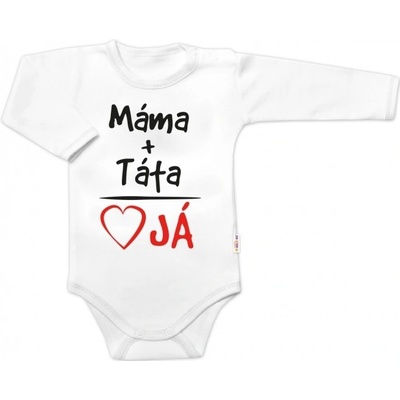Body dlouhý rukáv s vtipným textem Baby Nellys Máma+Táta bílé