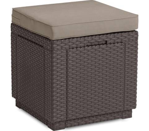 KETER Cube taburet s polstrom hnedý