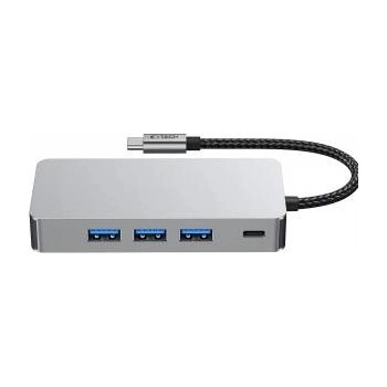 Tech-Protect hb05 hub adapter 9in1 type-c + usb2.0 + usb3.0 + hdmi 4k 60hz + sd/tf + pd100w + rj45 1000m space grey