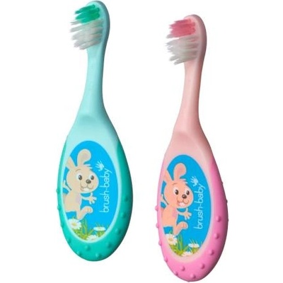 Brush-Baby FlossBrush 2in1, първа четка за зъби и гризалка 2в1, 0-3 години