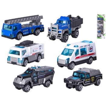 Mikro Полицейски коли 7см метал свободно движение 6бр