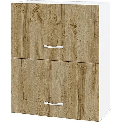 ИРИМ Горен шкаф с две хоризонтални врати Сити БДД-11 бяло гладко / дъб дакота 60 см
