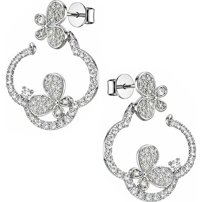 Zlaton Náušnice bílé zlato motýl visací 2.2cm 3.7g s diamantem 0.750ct 000062411233