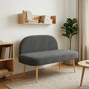 vidaXL Мек бенч с облегалка Тъмносиво 110 x 60 x 76 cm Кордюрова тъкан (42040777)