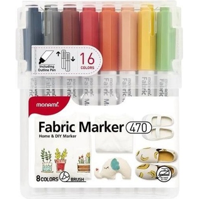 Monami Fabric Marker 470 popisovač na textil sady 16 ks