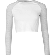 Miso Long Sleeve Crop Top Ladies White Grey